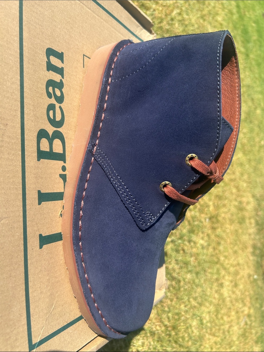 L.L. Bean Navy Suede Chukka Boots with Tan Accents